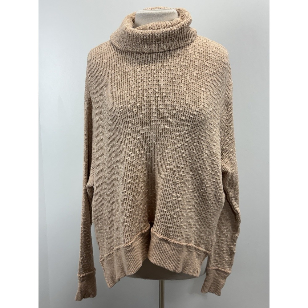Free People Light Pink Oversized Tommy Turtleneck Sweater Medium Slouchy Boho